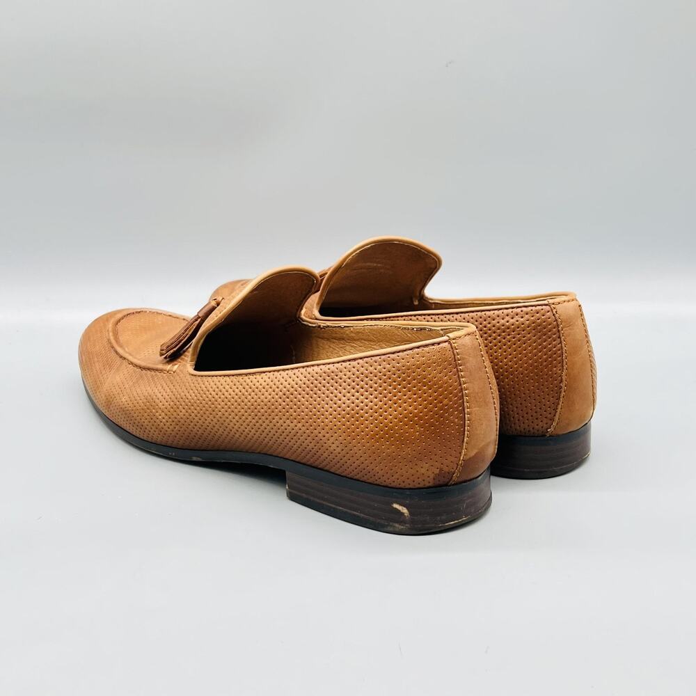 Saks Fifth Avenue Shoes Mens 10.5 Brown Leather Tassel Loafers Dress Brogue - Picture 5 of 11